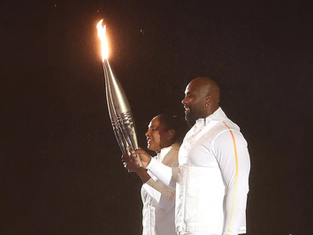 Teddy Riner Lights the Olympic Flame in Paris