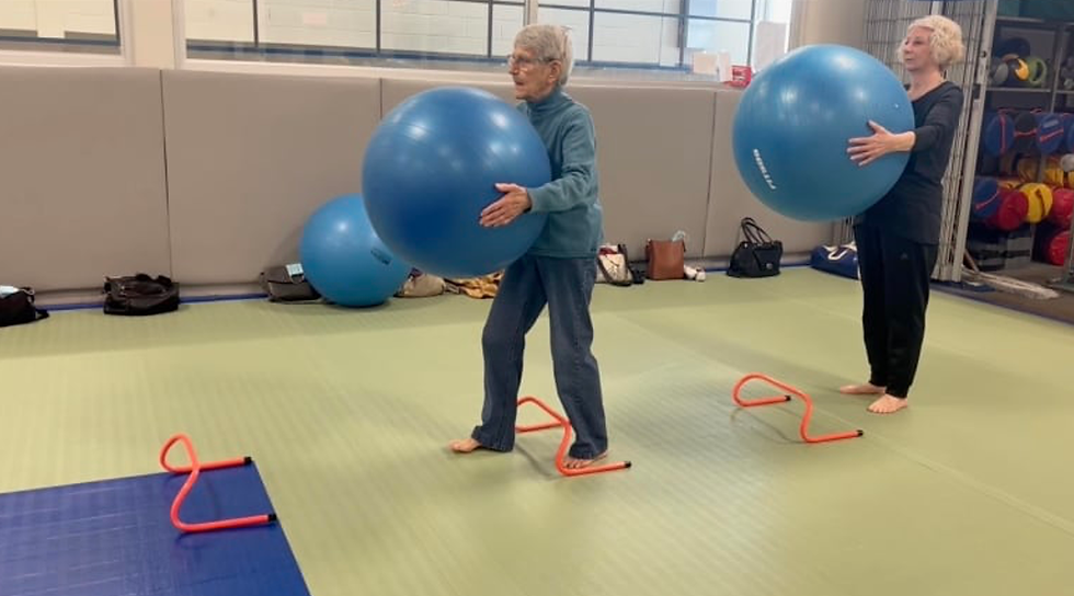Participants of the judo courses are put through various balance and mobility exercises