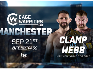 Clamp vs Webb Title Bout Set for Cage Warriors 178: Manchester, on September 21