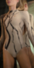 Thumbnail: DELTA low back leotard with long sleeves - LATTE