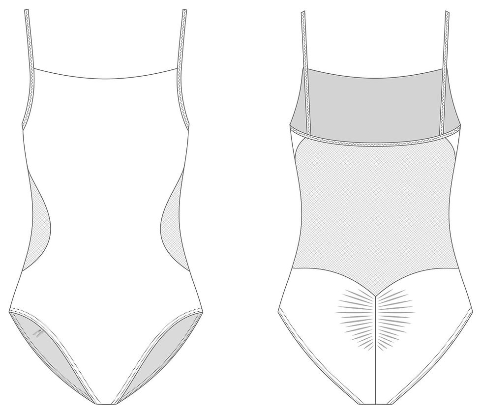 Thumbnail: VERTIGO BOUQUET - camisole leotard with stretch mesh - multicolour/ marshmallow
