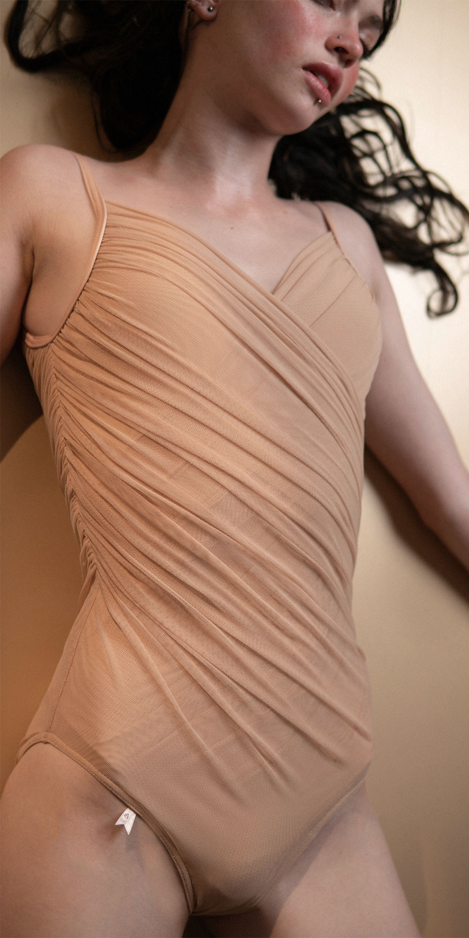 Thumbnail: GRÈS draped cache coeur leotard - NUDE