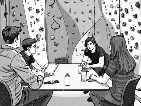 HR meeting in a climbing gym