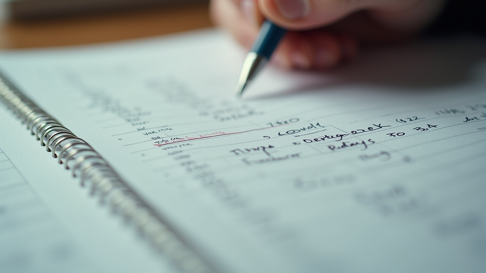 Close-up view of a ledger book with handwritten financial entries