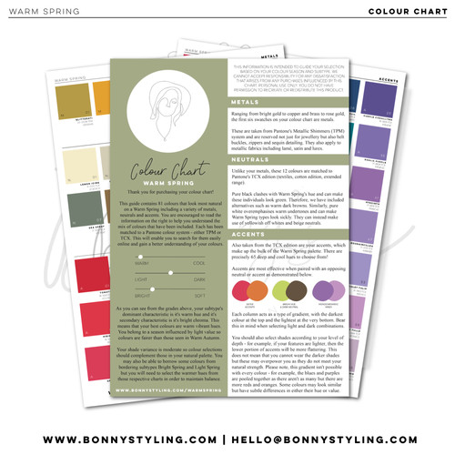 Warm Spring Colour Chart [Digital Download] Bonny Styling Ltd