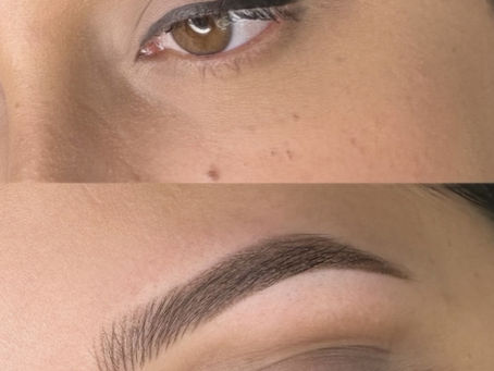 close up nano brows hair stroke technique natural eyebrow tattoo detail