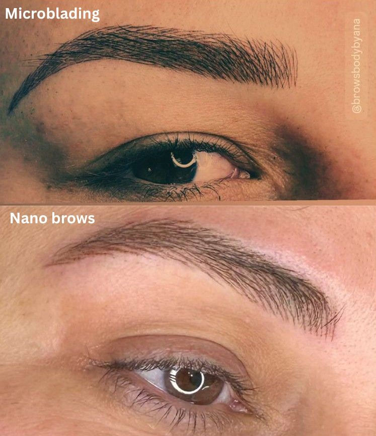 Nano brows vs microblading eyebrow comparison healed results
