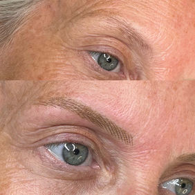 Finished Nano Brows featuring fine hair strokes that add fullness and definition to sparse brows while preserving a natural appearance.