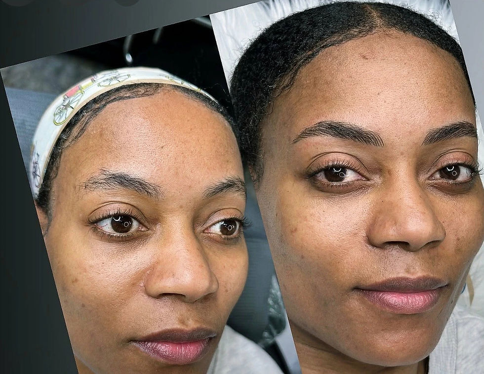 before and after nano brows on dark skin showing soft natural hair stroke results