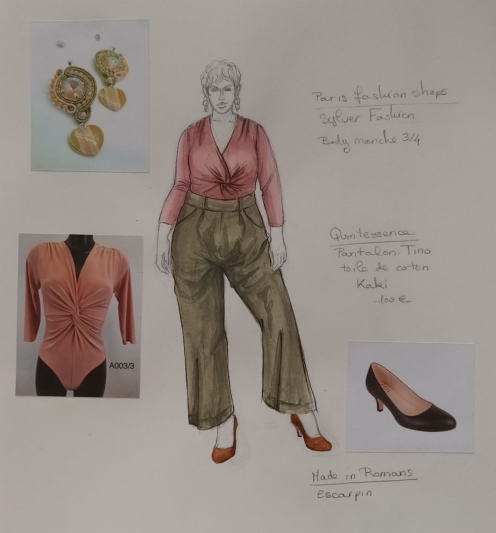 Body de Sylver Fashion, pantalon Tino de Quintessence, escarpin de Made in Romans, boucle d'oreille de LesFantaisiesdelaPie (Etsy)