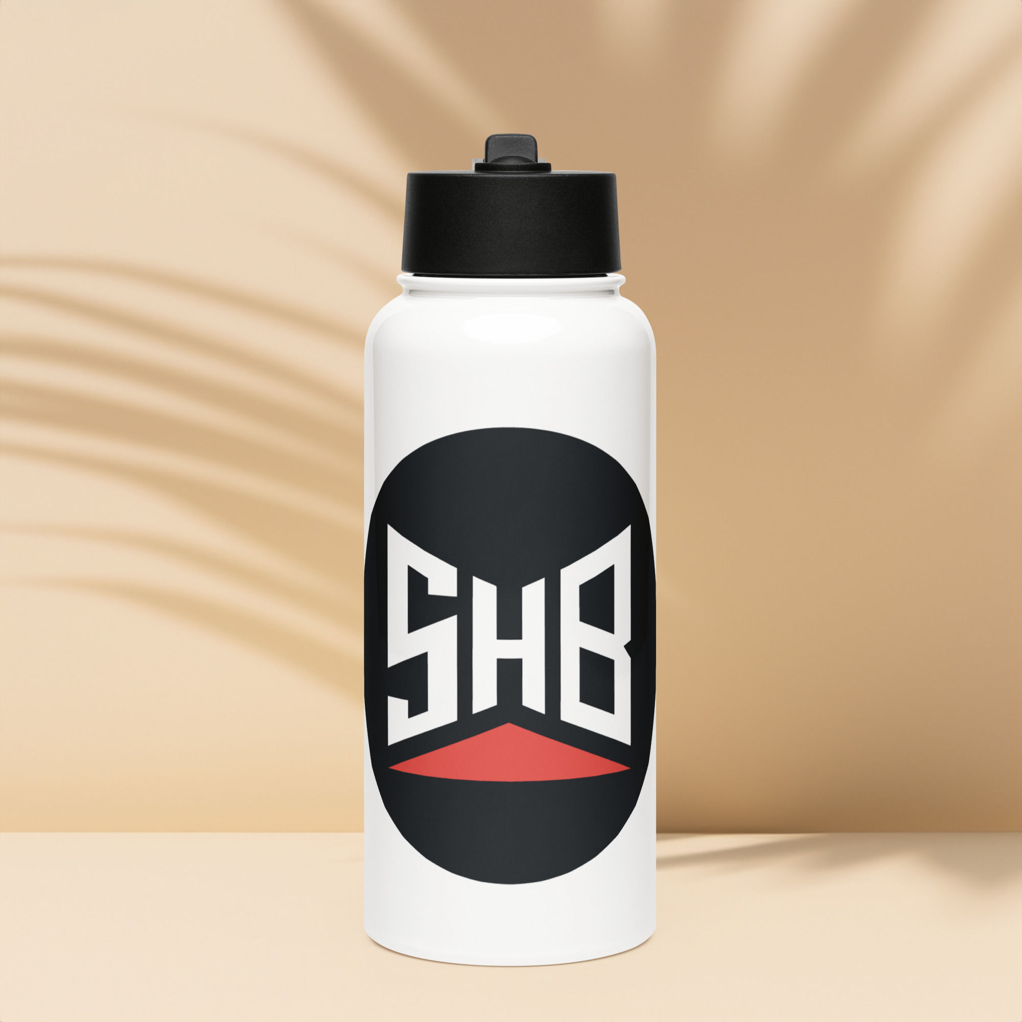 Stainless steel water bottle with a straw lid