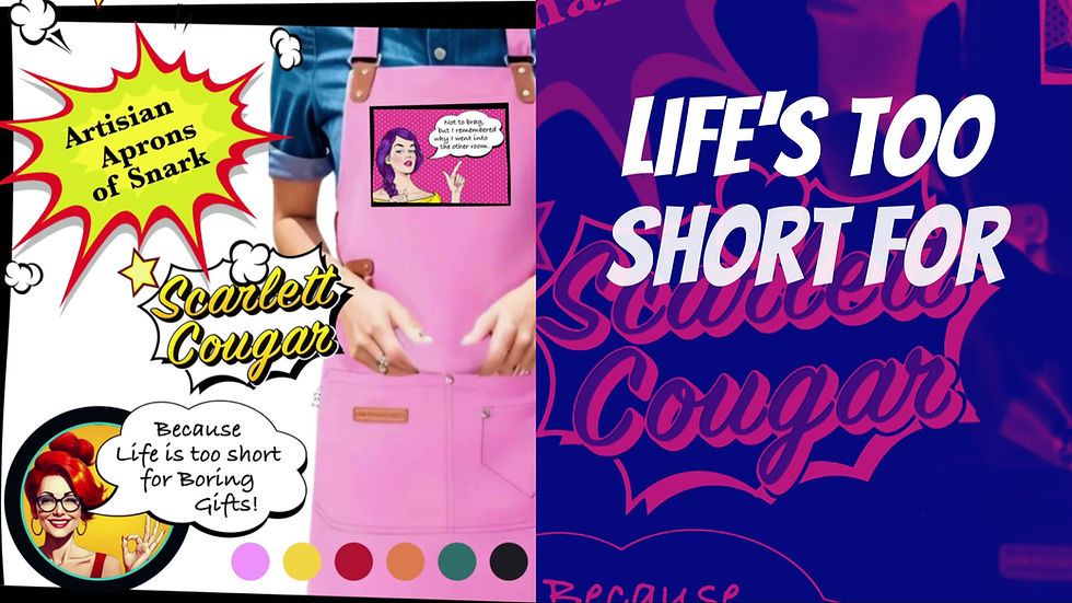 Thumbnail: Brag  ~ Funny Apron for Women | Durable Canvas, Gift-Boxed - Scarlett Cougar
