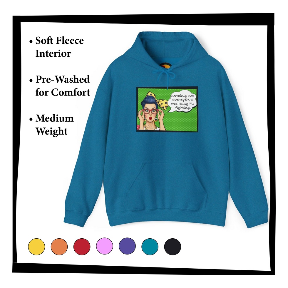 Thumbnail: Kung Fu - Funny Hoodie Fleece Pullover, Unique Cozy Gift for Her, 6 Rich Colors