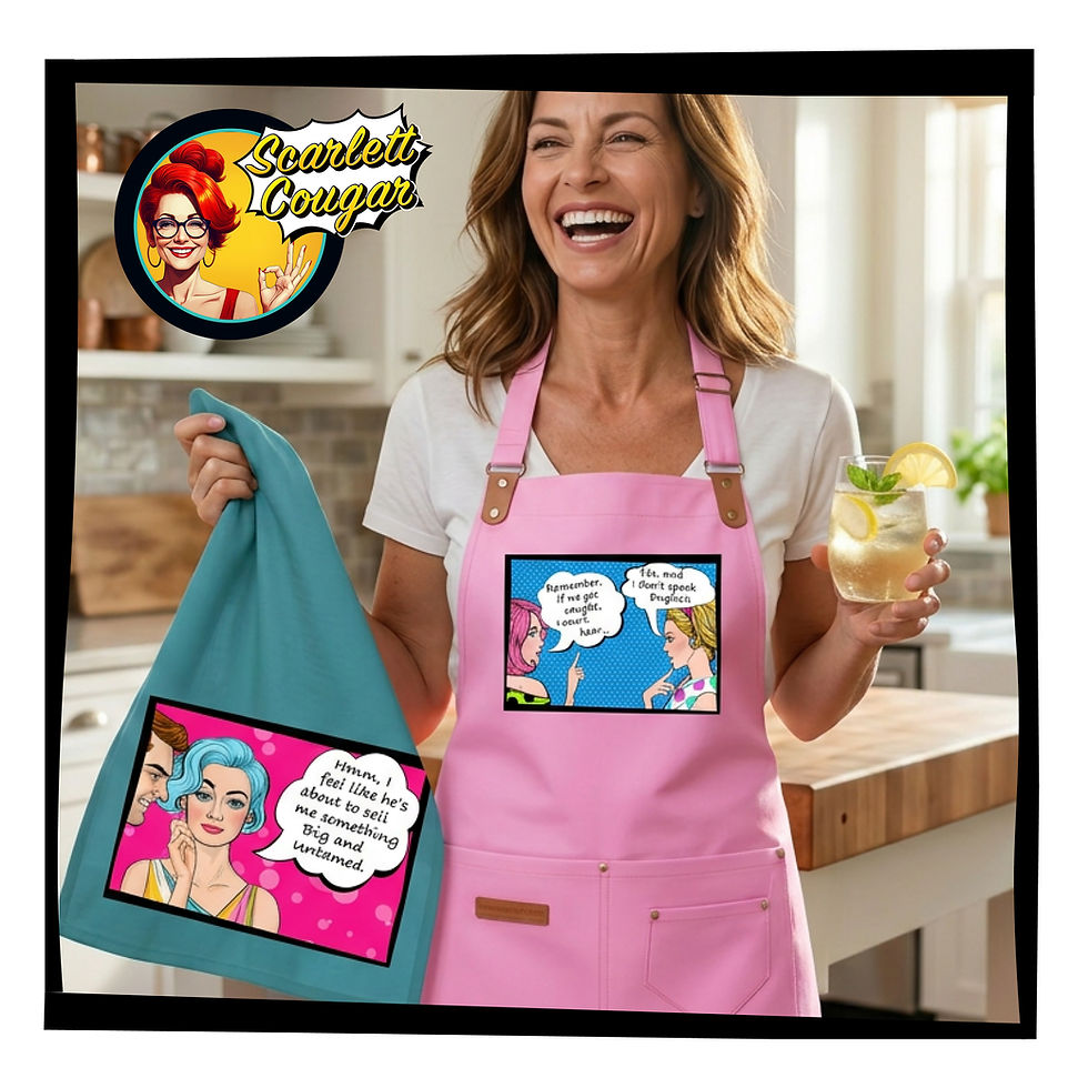 Thumbnail: Troublemaker  ~ Funny Apron for Women | Canvas, Gift-Boxed - Scarlett Cougar