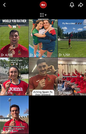 Screenshots of TikTok posts created to promote the rugby project