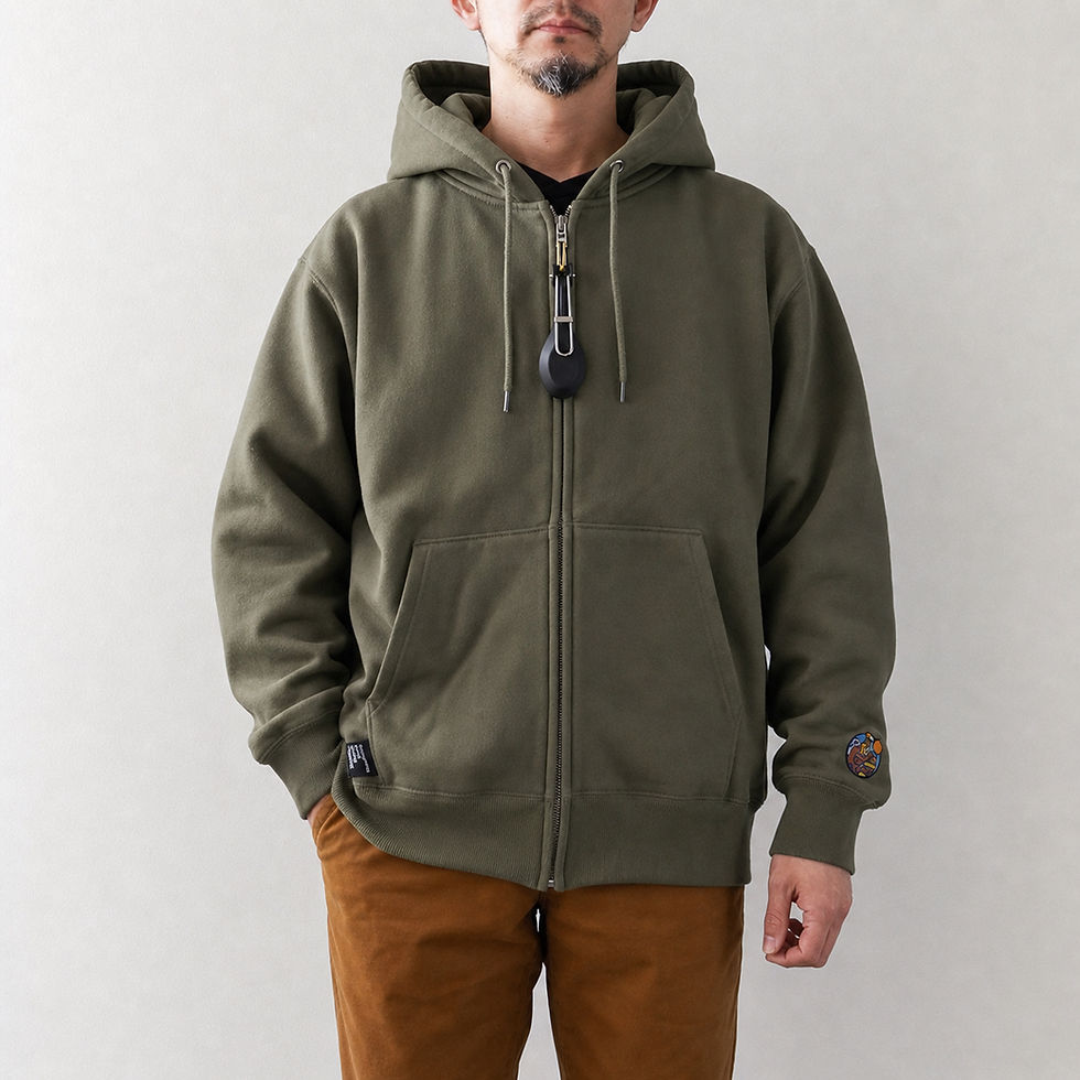 サムネイル： Spoon Zip Up Sweat Hoodie color:Olive
