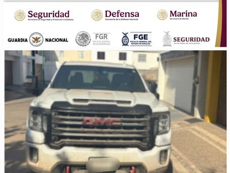 Una camioneta con reporte de robo y dosis de presunta droga, lo asegurado por el Grupo Interinstitucional en Culiacán