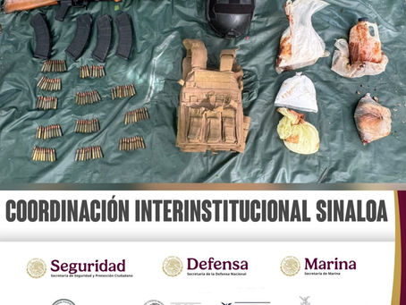 Grupo Interinstitucional asegura arma, municiones y equipo táctico en Culiacán