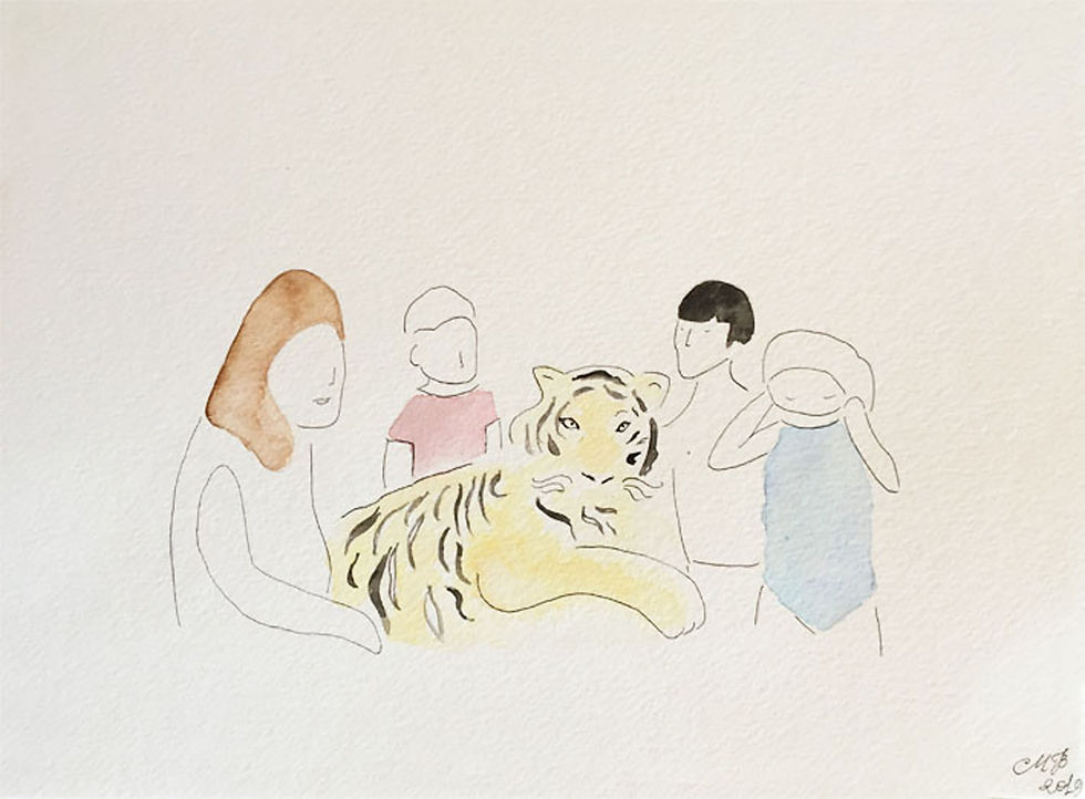 tiger with children