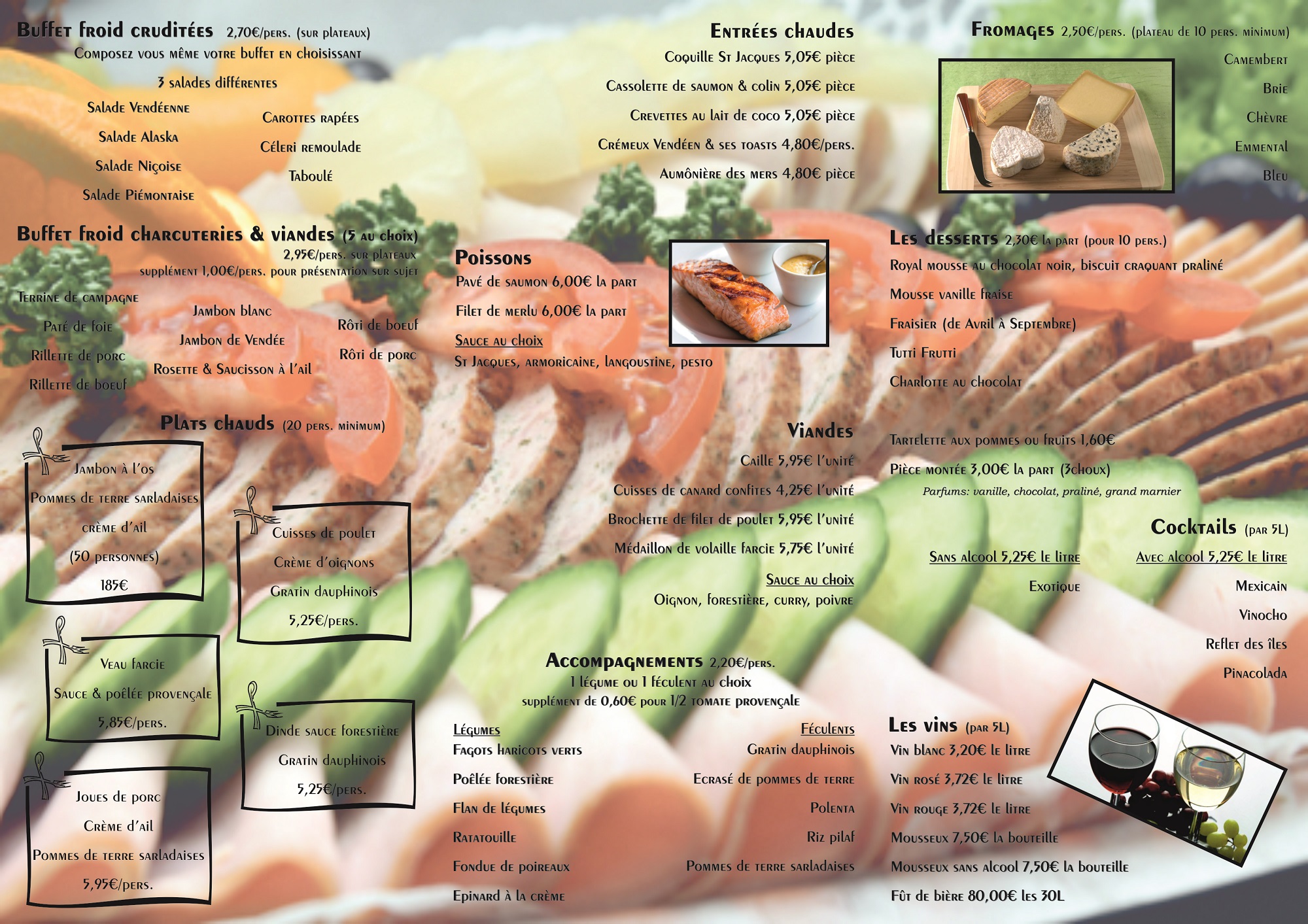 Carte traiteur verso