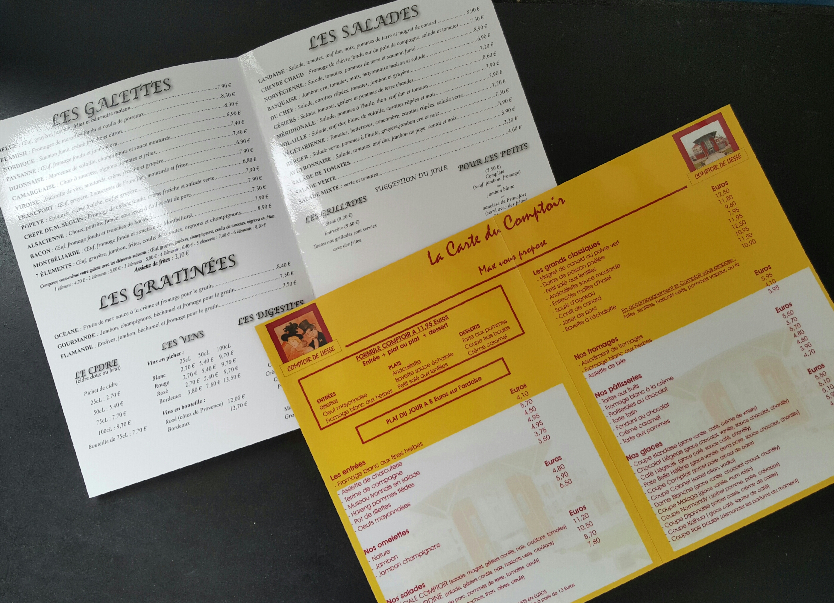 Cartes de restaurant