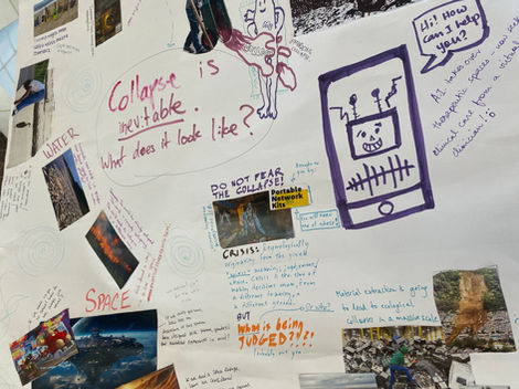 Exploring collaborative collage as a method to envision a future of socio-economic collapse due to climate change. This collage was done at the 2024 Society for the Social Studies of Science conference (write up coming soon). 