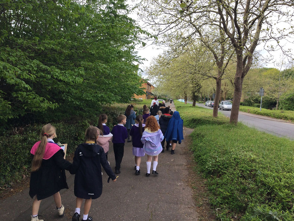 Children walking in the local community