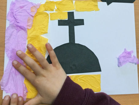 Craft activity with child's hand