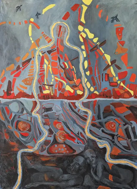 In the Shadow of Fire, painting from the Red Decline series