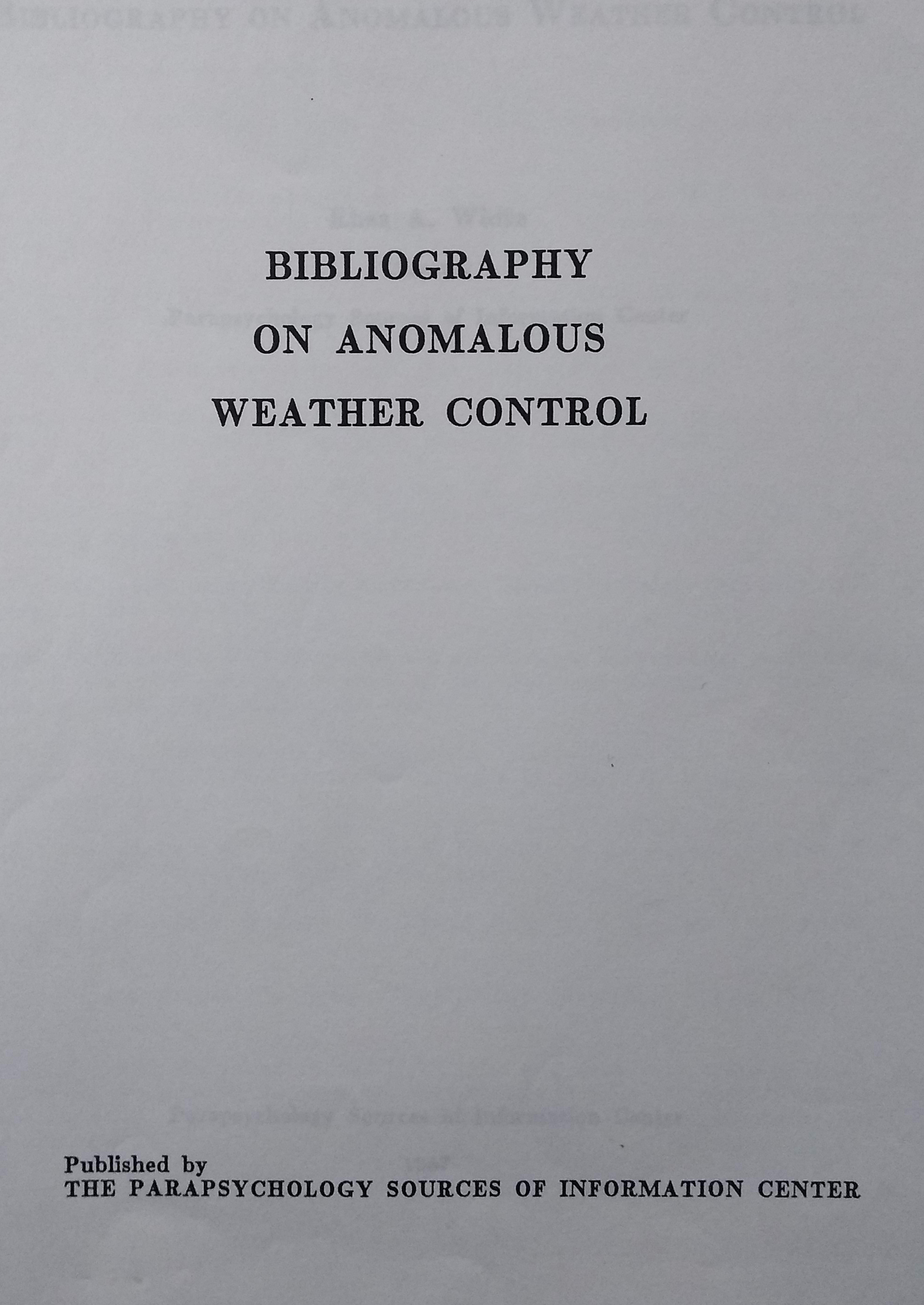 Bibliography on anomalous weather...