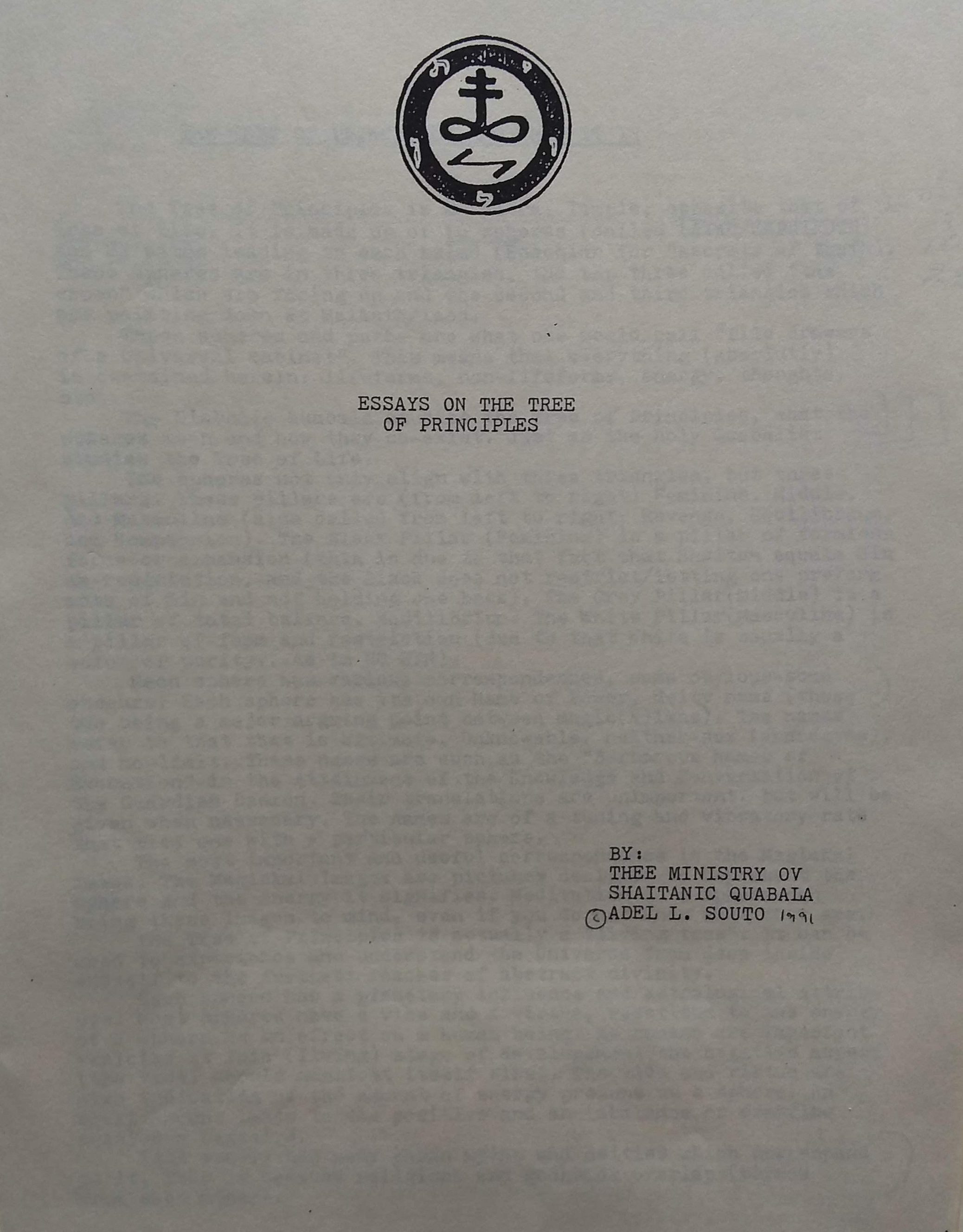 Essays on the tree of principles