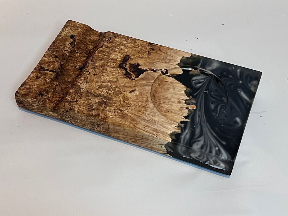 Thumbnail: Live Edge Maple Burl and Epoxy Whiskey Cigar Tray