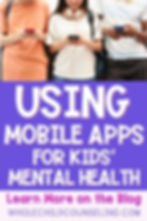Teens using smartphones, wearing casual clothes. Text: Using mobile apps for kids' mental health. WholeChildCounseling.com.