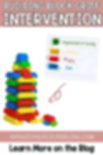 Colorful building blocks stacked in layers with a chart showing emotions linked to block colors. Text: "Building Block Grief Intervention."