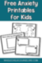 Free anxiety printables for kids with worksheets for identifying worry and calm feelings. Background is teal with bold white text.