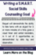 Notebook with text on setting goals for social skills counseling. Includes details on using timers and reminders. Blog link at bottom.