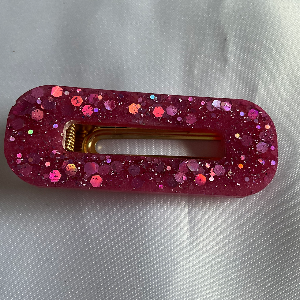 Thumbnail: Oval resin hair slide with gold metal clip (3 Clips)