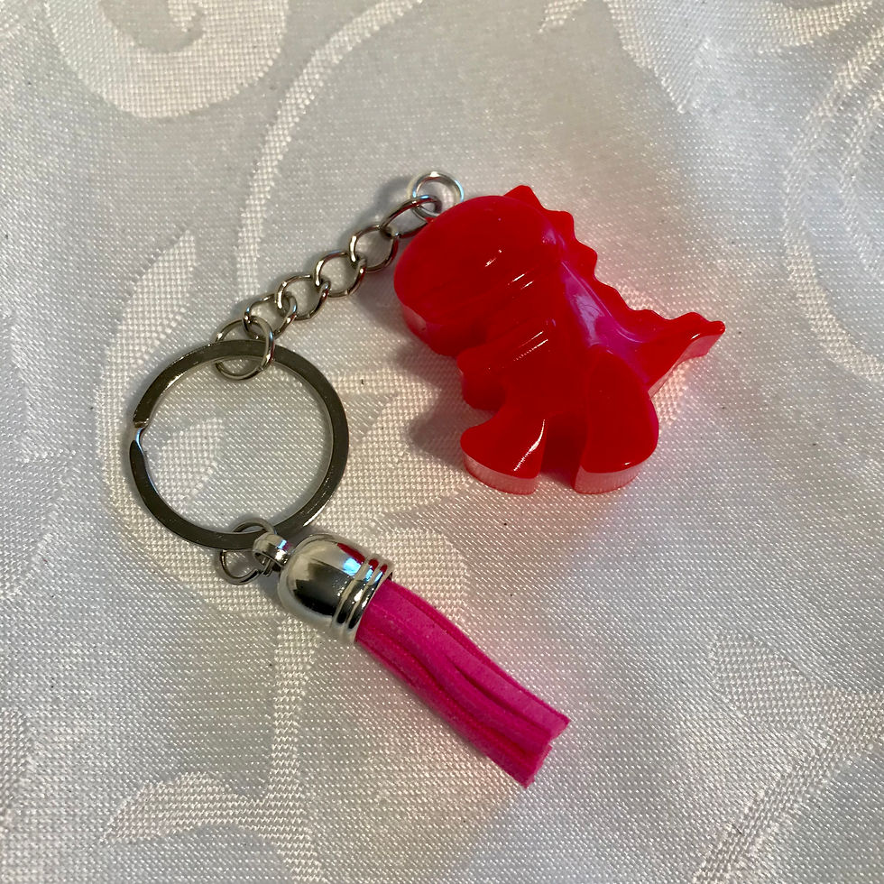 Thumbnail: Tyrannosaurus Rex resin  keyring with coloured  tassel