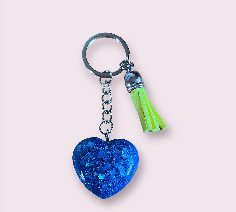 Thumbnail: Small heart keyring with coloured tassel