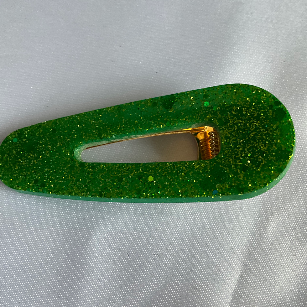 Thumbnail: Teardrop resin hair slide with gold metal clip (3 Clips)