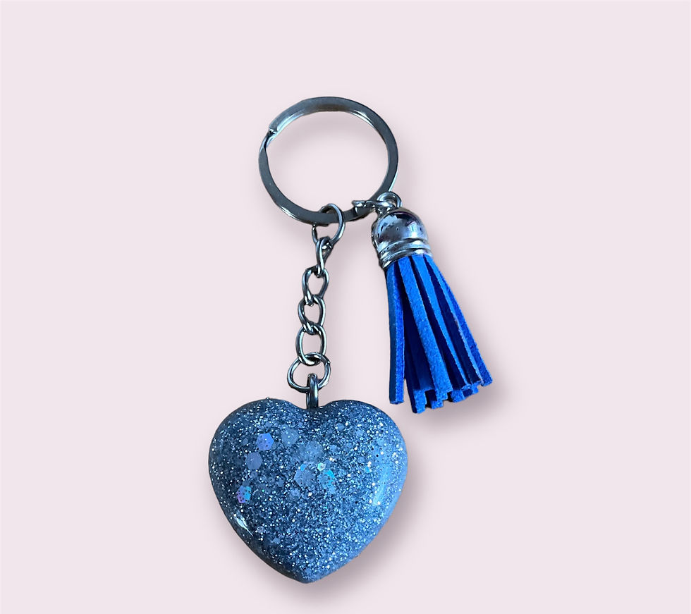 Thumbnail: Small heart keyring with coloured tassel