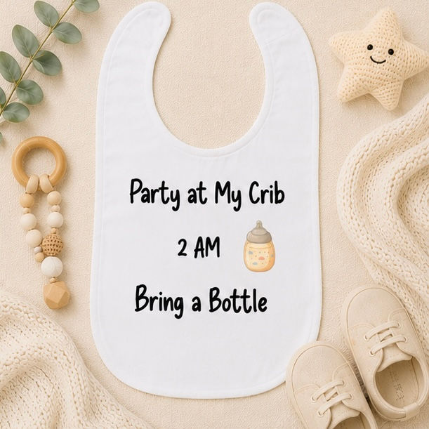 Thumbnail: Party at My Crib Printed Baby Bib