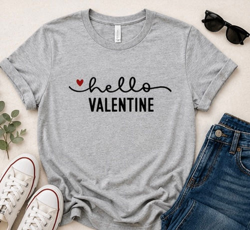 Thumbnail: Cute Valentine's Day Printed T-Shirt | Hello Valentine