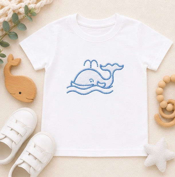 Thumbnail: Embroidered Whale Baby Outfit