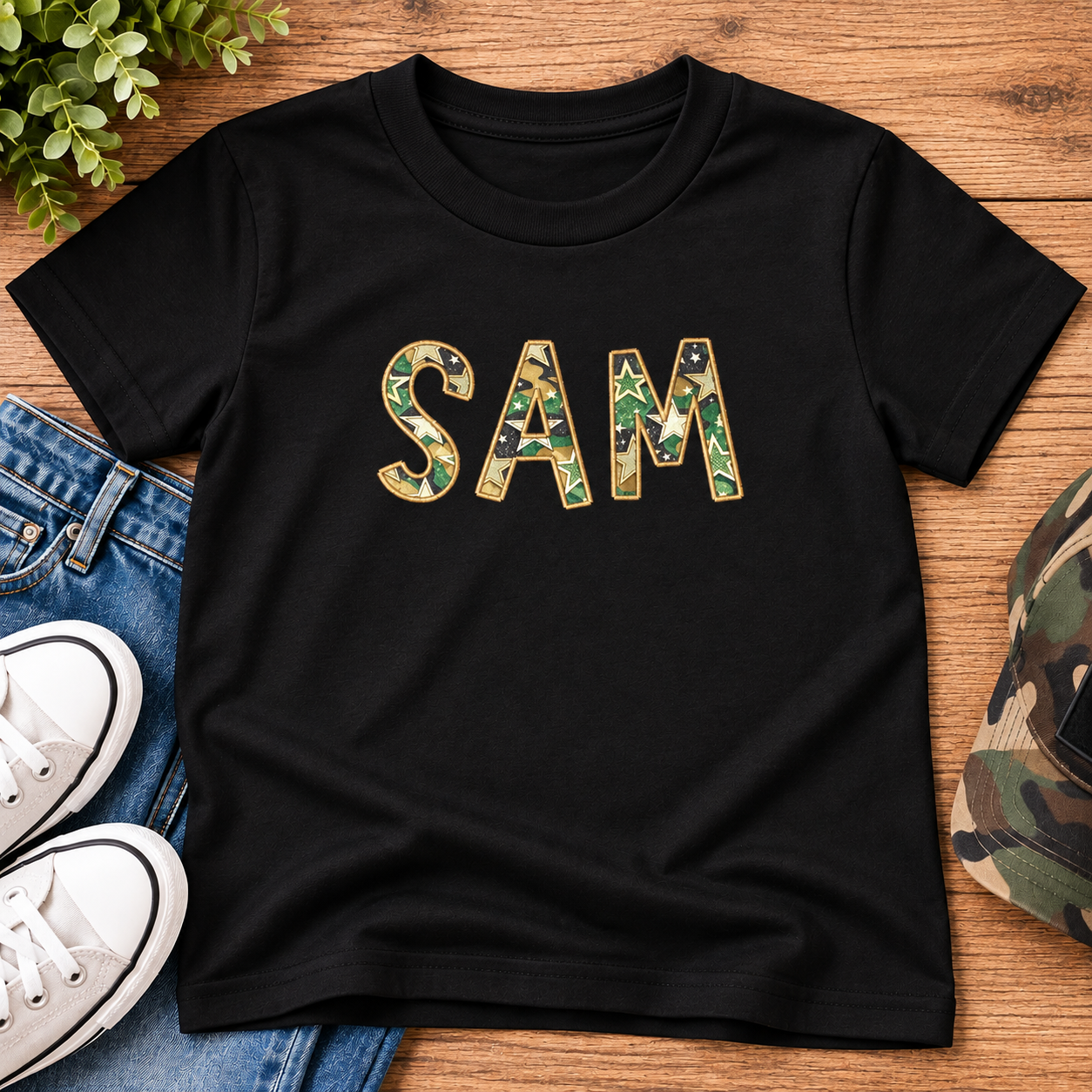 Custom Printed T-Shirt, Camo Name Shirt