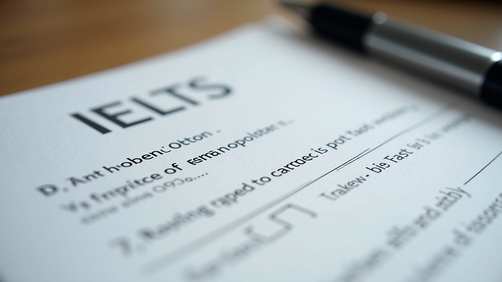 Close-up of a printed IELTS writing task sheet