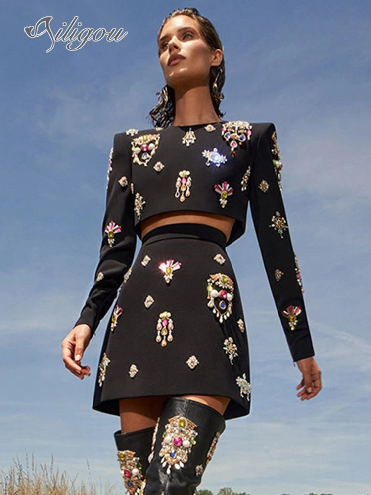 Luxury Colorful Diamond Two Piece Set