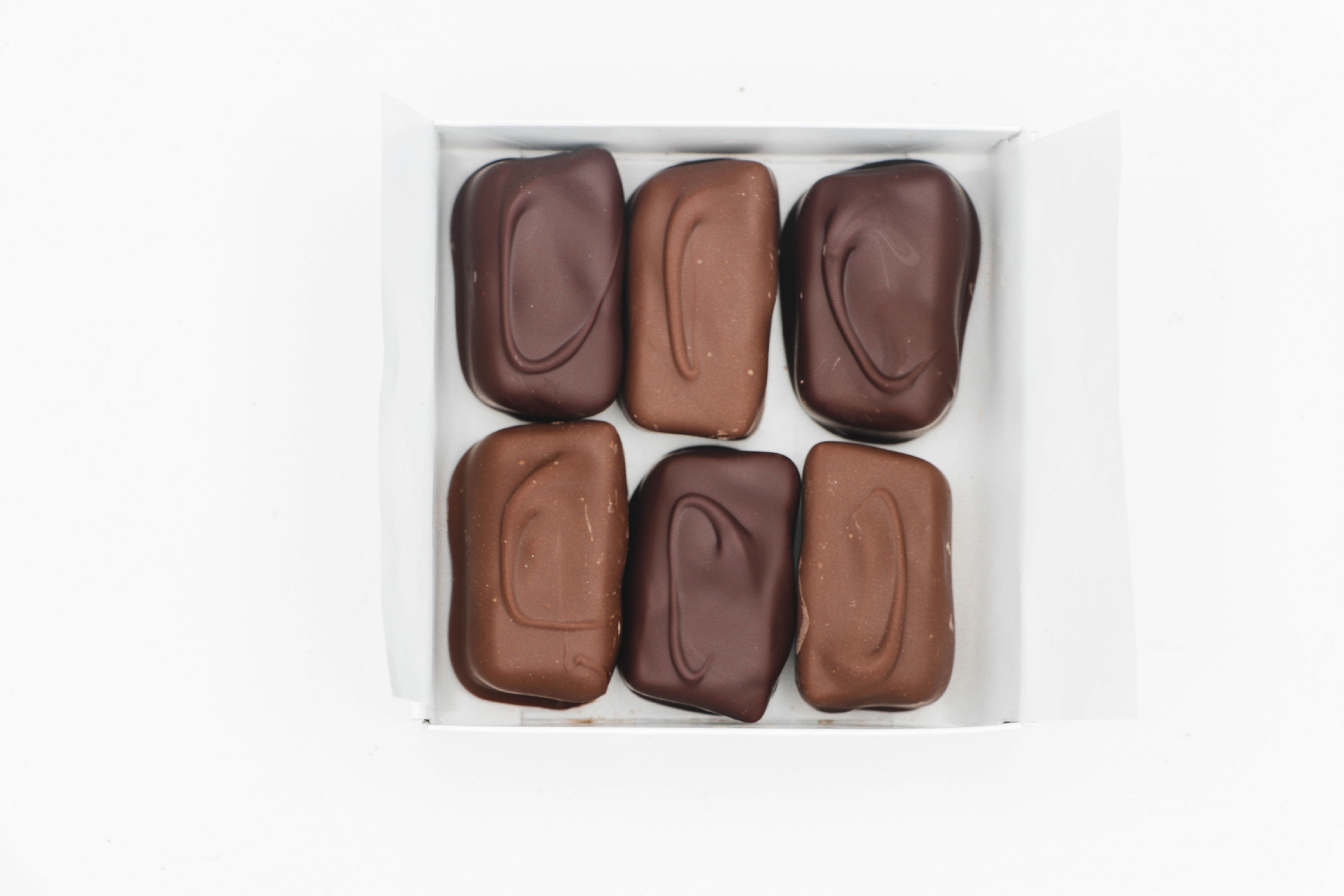 6-piece mixed chocolate covered caramel box