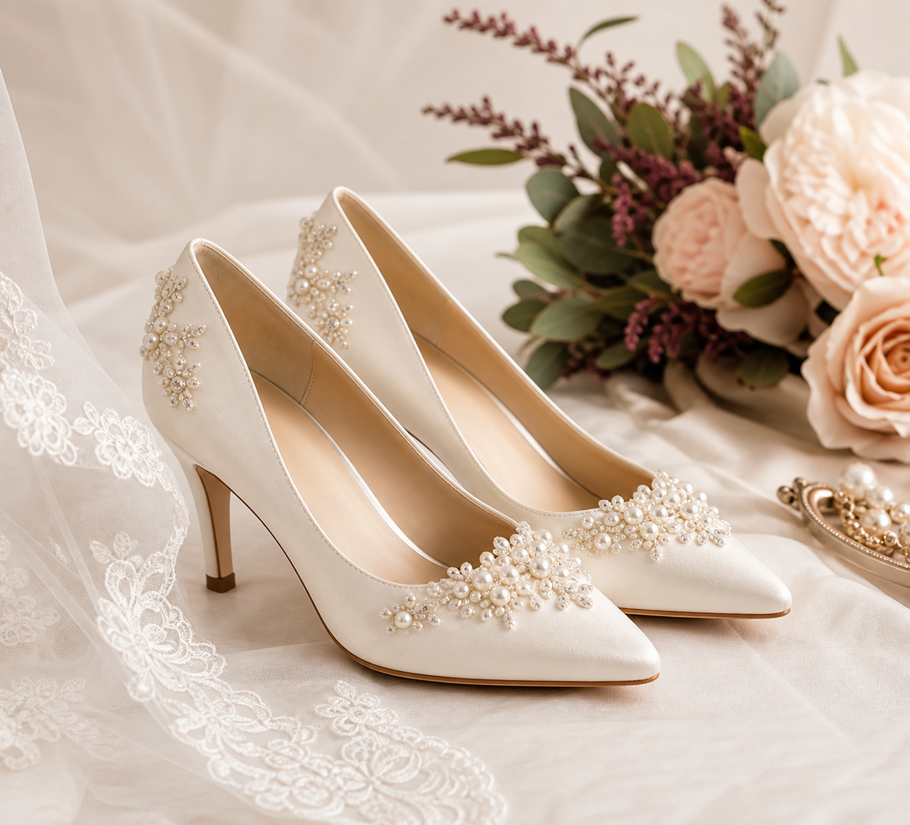 Satin Court Heels
