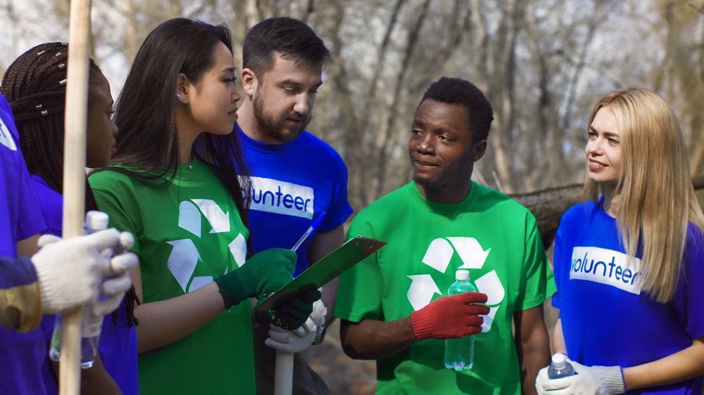 Volunteers engaging in community cleanup